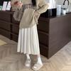 Длинная плиссированная юбка, женская винтажная корейская модная однотонная юбка трапециевидной формы с высокой талией, элегантная повседневная осенняя школьная юбка для девочек