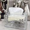 Light Luxury Rattan Tissue Box: Chic Square Design, Spring Lift, Ideal for Living Room & Bathroom Decor.