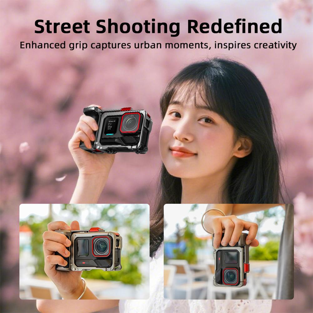 Для Insta360 Ace Pro/2 Быстросъемная Клетка-Кролик для Камеры с Крышкой для Объектива Эргономичная Клетка для Экшн-Камеры Защитный Чехол для Спортивной Камеры
