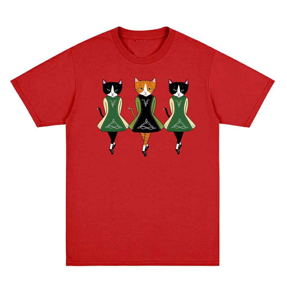 Irish Step Dancing Cats TShirt High Quality Round Neck Comfortable Tees Summer Oversized Clothes Fashion Cotton Oneck Tops