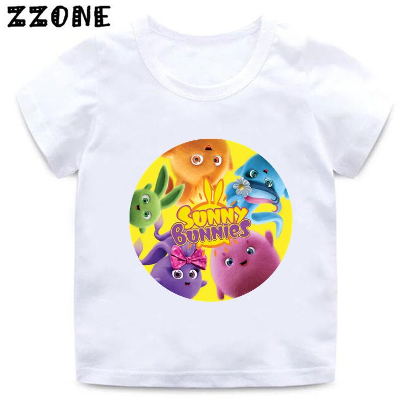Hot Sale Sunny Bunnies Print Cartoon Kids TShirts Girls Clothes Baby Boys Short Sleeve T shirt Summer Children Topsooo5883
