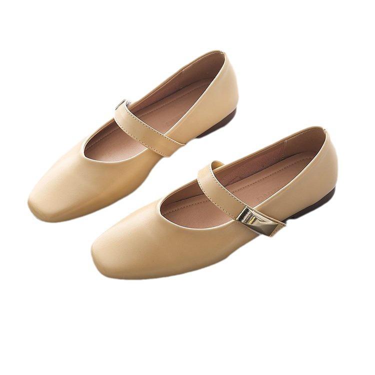Temperament Mary Jane Shoes Женские летние туфли с мелким горлом A Word на плоской подошве Модные и удобные