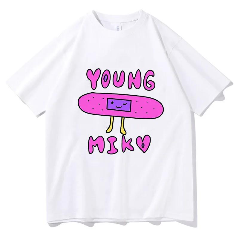 Singer Young Miko Print Graphic T Shirts Men Women Retro Fashion Short Sleeve Tshirt Harajuku Oversized Cotton Tees Streetwear