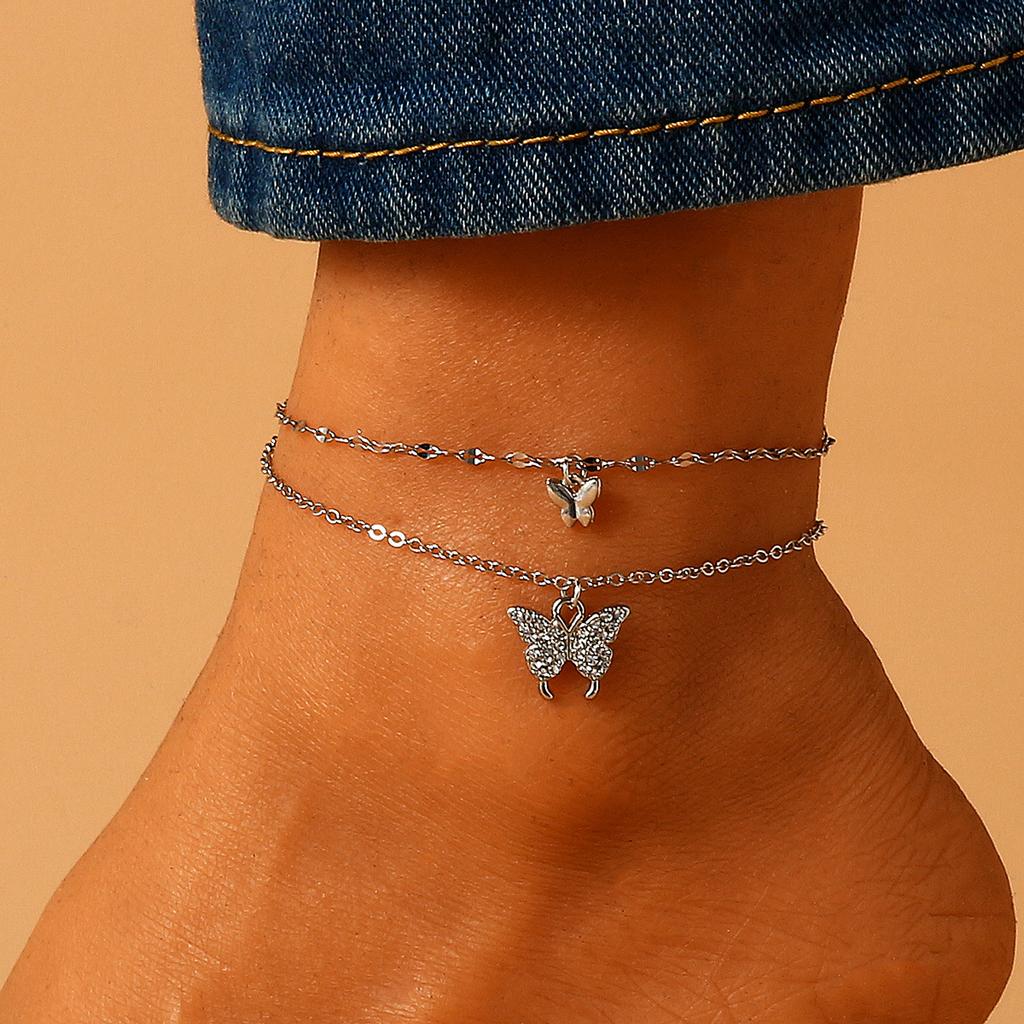 Elegant Personality Butterfly Anklet Gold and Silver Ankle Chain Suitable for Women's Anklets Jewelry Gifts