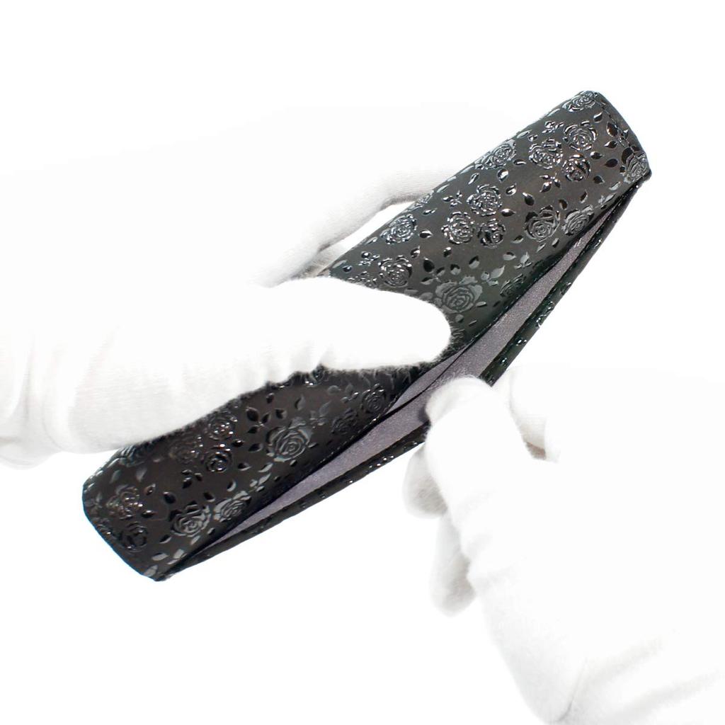 Inden Long Wallet Bundle Q with Coin Purse Deerskin Black x Black Lacquer Rose Petite [Indenya] 2308-01-176