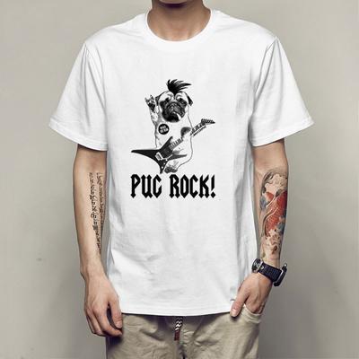 Летние футболки Bago Dog Rock Pug Rock из хлопка с принтом, свободные, с круглым вырезом и коротким рукавом, мужские