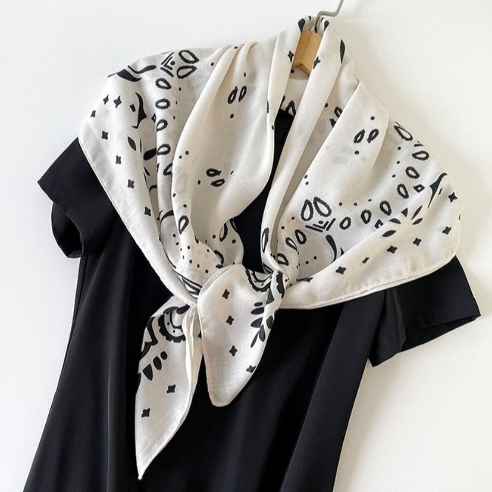 Thin Cashew Nut Print Silk Scarf Korean Style Small Scarves Simple Square Handkerchief  Women