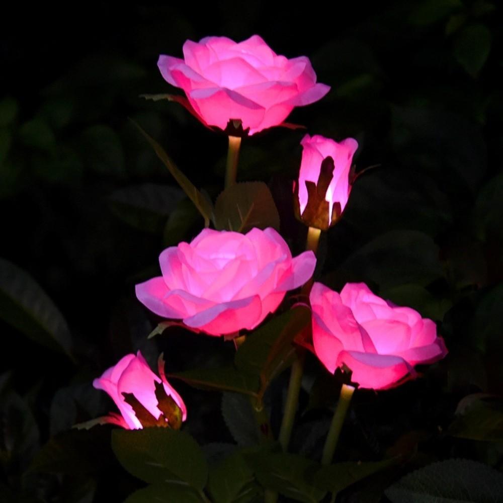Solar Powered Outdoor Solar Garden Light Realistic Solar Rose Flowers Lantern Landscape Decor