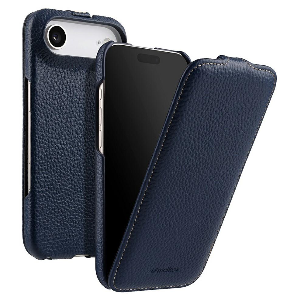 MELKCO Для iPhone Air Чехол Совместимый с MagSafe Вертикальный откидной Натуральная коровья кожа+ПК Чехол для телефона