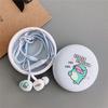 Universal Cute Cartoon Earbuds Bass In-Ear Wired Mic Earphone with Storage Box