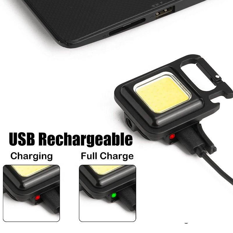 Multifunctional Outdoor Portable Usb Chargeable Cob Work Light Inspection Light Camping Mini Led Keychain