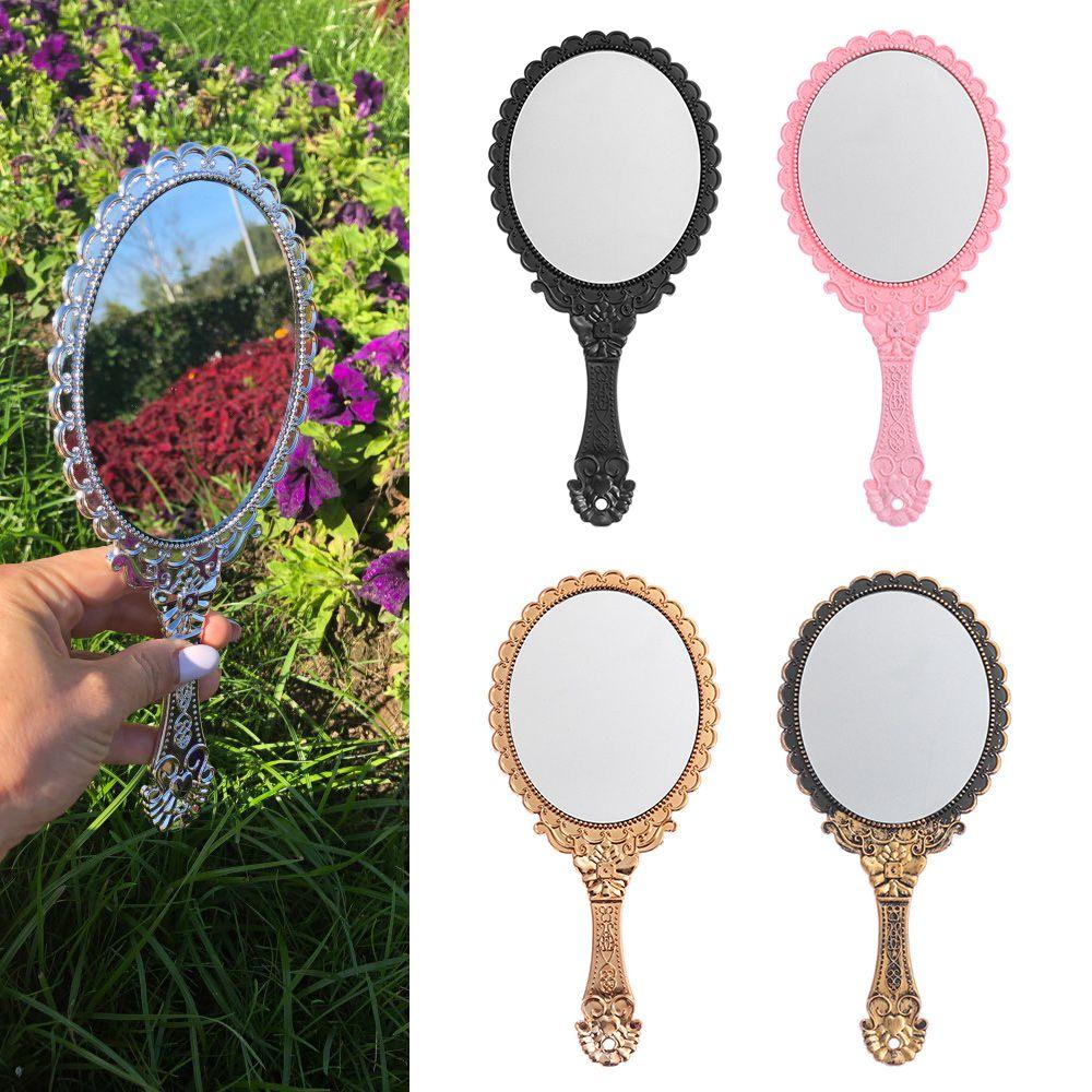 Women Makeup Mirrors Standing Makeup Handheld Mirror Vintage Vanity Mirror Oval-Shape