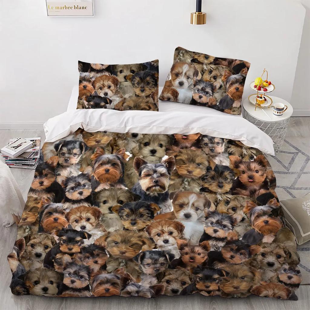 Cute Maltese Dog Duvet Cover Set Dog Breed Theme Bedding Set Microfiber Kawaii Animal Quilt Cover Twin King For Pet Lover Gifts