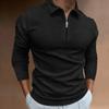 New Waffle Zip Long Sleeve Polo Shirt Men's T-shirt Top 8 Colours