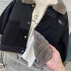 Модная зимняя куртка для мальчиков 2025, джинсовая на флисовой подкладке, утолщенная для тепла