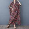 2025 Summer Plus Size Dress Women Casual V-Neck Vintage Shirt Dress Loose Basic Printing Dress