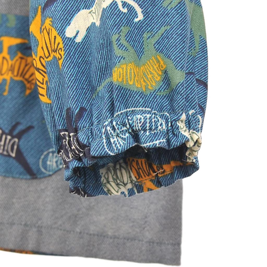 Детский халат с рисунком динозавра, синий, 100 см [Kusuguru Japan] KSM204-01