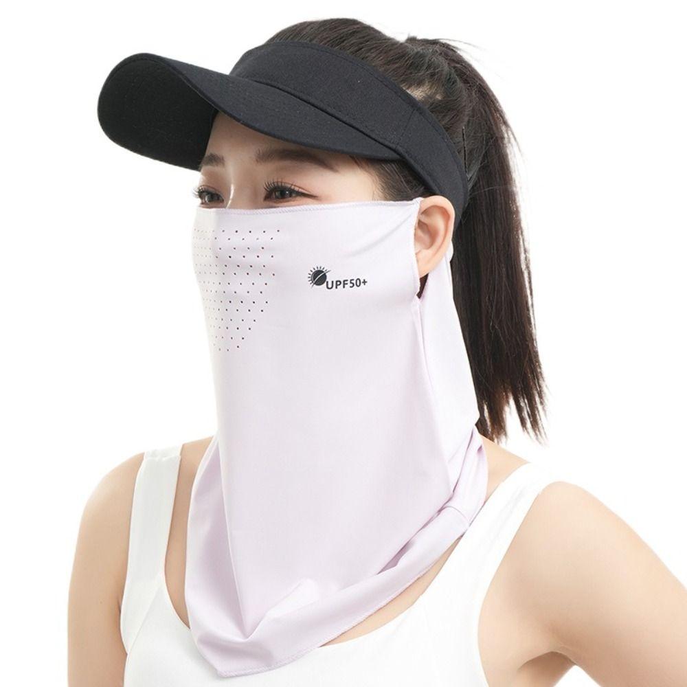 Letter Sunscreen Face Veil Breathable Neckline Face Cover Thin Summer Ice Silk Face Mask Hiking