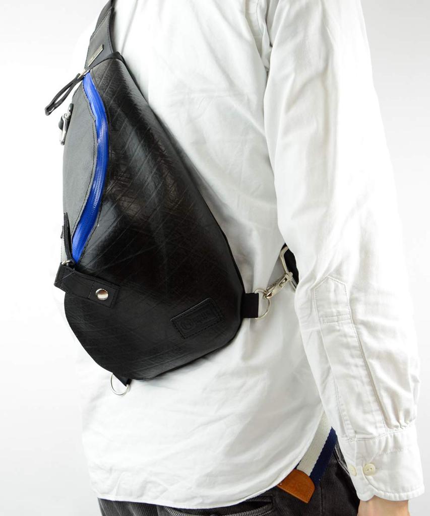 Morino Canvas x Waterproof Spiral Body Bag for Forces Canvas [SEAL] One-Shoulder Men, Outdoor, Self-Defense Style, MS-0250BU