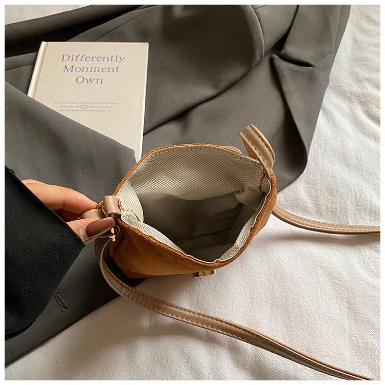 Korean Leopard Print Suede Mini Crossbody Bag - Cute Cat Flap Shoulder Bag for Women