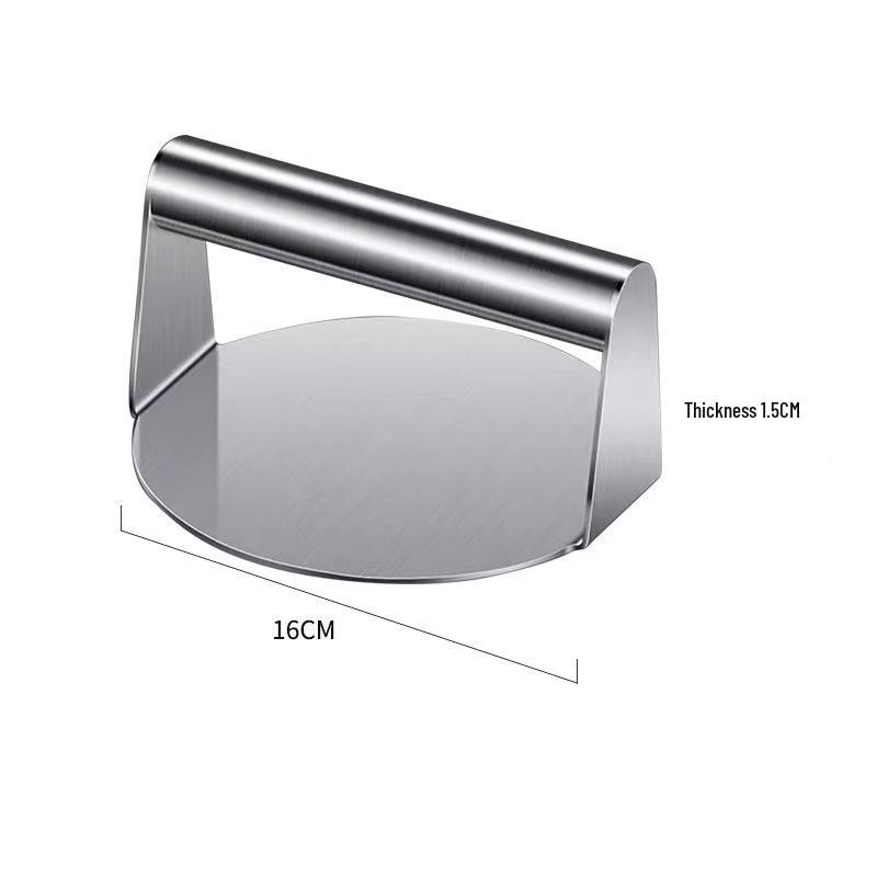 Stainless Steel Square Patty & Steak Press - Manual Teppanyaki & Hamburger Tool