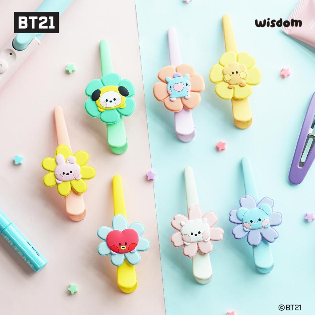 BTS (Бантан Бойз) Мини-заколка для волос BT21 Happy Flower, официальная, оригинальная, аутентичная, K-POP, айдол
