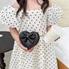 Solid Butterfly Knot Color Heart Shaped Children Crossbody Bag For Use Daily