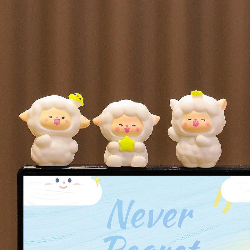 Cute Computer Display Screen Decoration New Handcrafted Desk Ornaments Mini Cartoon DollsOffice EssentialsLittle Sheep