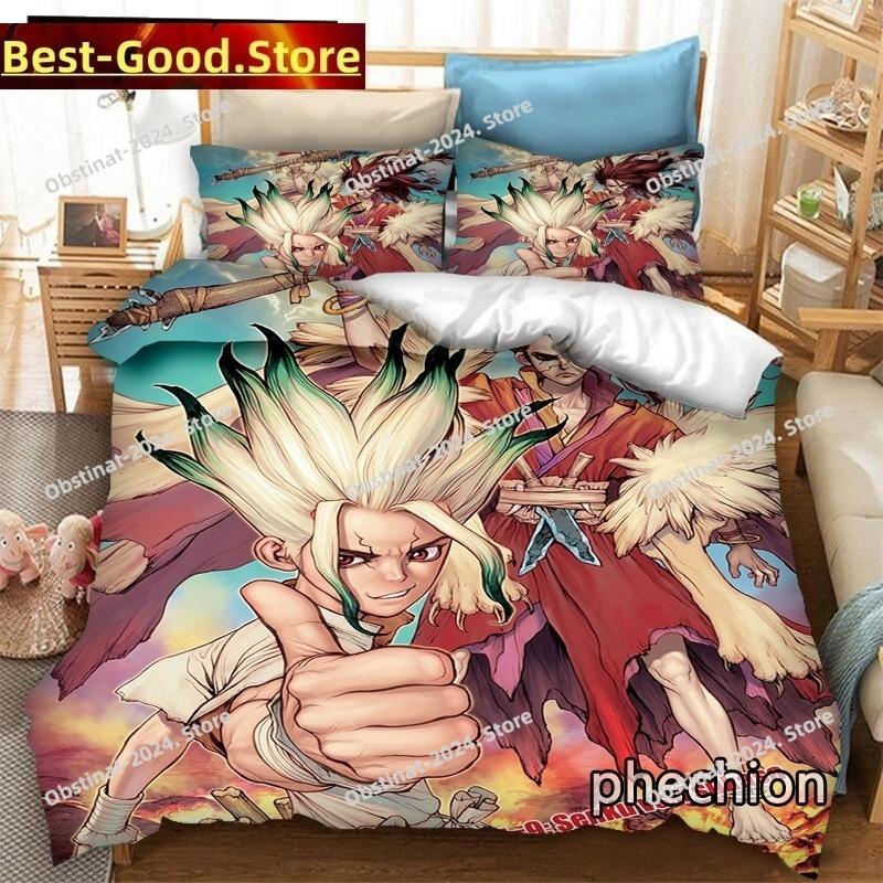 New Anime Dr.STONE 3D Print Bedding Set Duvet Covers Pillowcases 3 Piece Comforter Bedding Sets Bedclothes Duvet cover Sets
