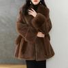 Women's Faux Fur Coats Winter Faux Fox Fur Collar Coat Plus Size Mid-length Slim Fit Fur Coat