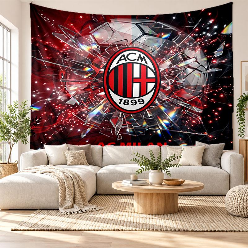 AC Milan Wall Tapestry, Soft Fabric Wall Hanging, Decorative Backdrop For Bedroom Home Wall Art