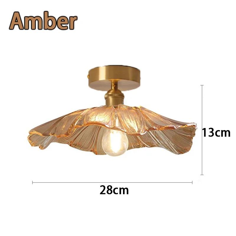 Изысканный светодиодный потолочный светильник из стекла в виде листа лотоса, теплый свет, светильник для прихожей, коридора, ретро, освещение для интерьера гостиной