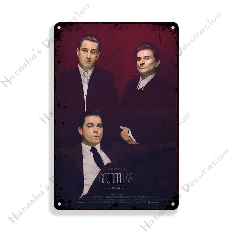 1990 Американский фильм Славные парни Винтажный постер Металлическая жестяная табличка Ржавые металлические таблички Домашний бар Металлическая плакетка Гараж Индустриальный декор