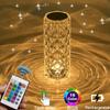 Crystal Table Lamp Rose Light 16 Colors Romantic Diamond Atmosphere Light USB Touch Night Light for Bedroom Desk Party Decor