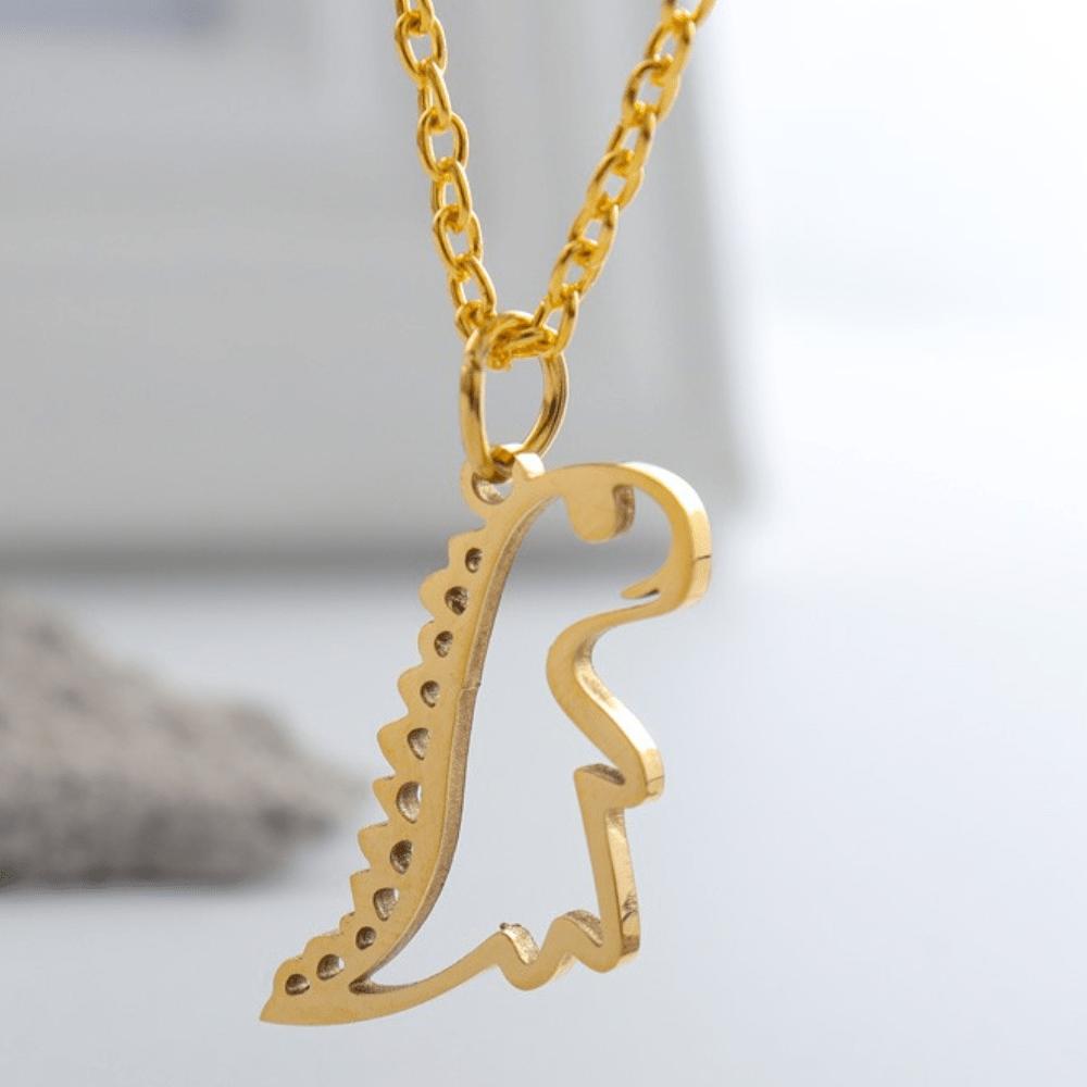 Stylish Cute Cutout Simple Stainless Steel Cartoon Dinosaur Necklace Pop Punk Party Hip Hop Goth Holiday Couple Gift Personality