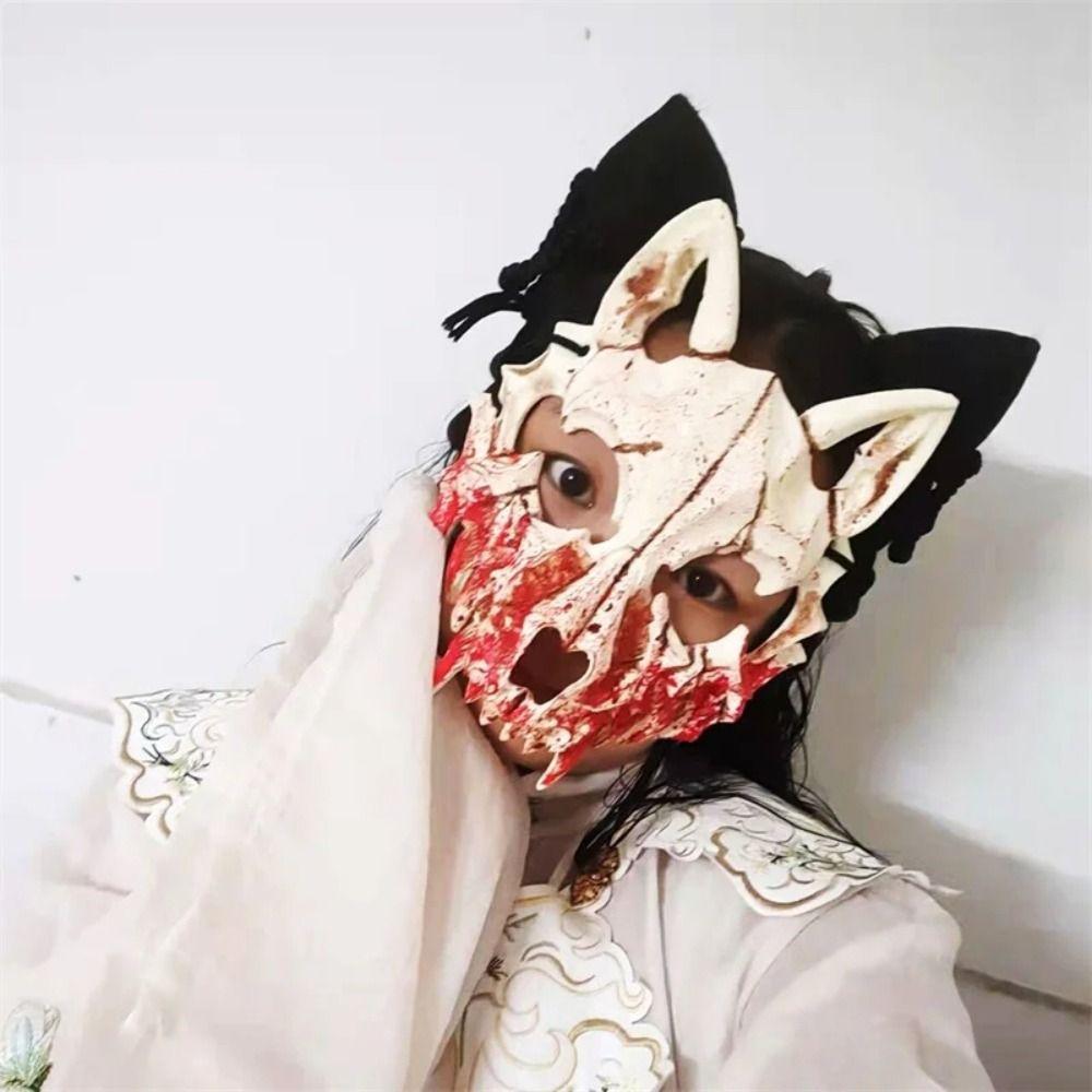 Resin Long Teeth Mask Half Mask Bloody Skull Mask Nightclub Cosplay