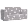 Kids  Sleeper Sofa 2 Seater Light Grey with Stars Soft Plush