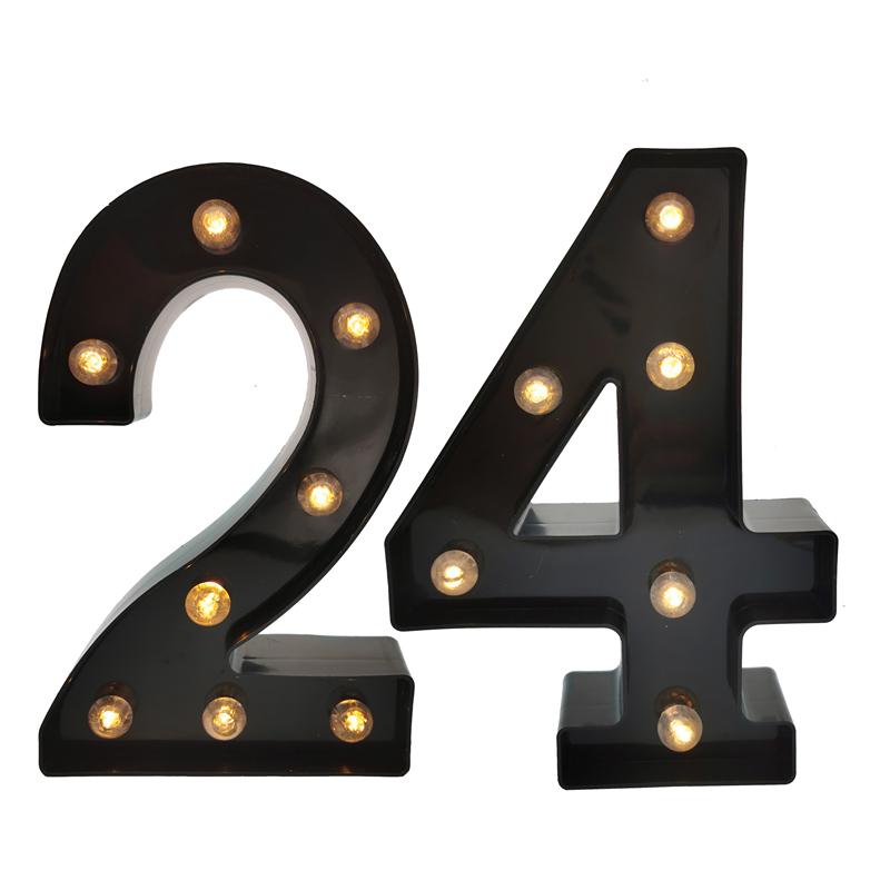 2Pcs 18 21st 30th 40th 50th 60th Black Number LED String Night Light Lamp Happy Adult Birthday Anniversary Party Decoration
