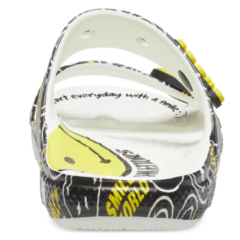 Smiley X Crocs Classic Уличные Шлепанцы на Плоской Подошве Черно-Желтые Унисекс