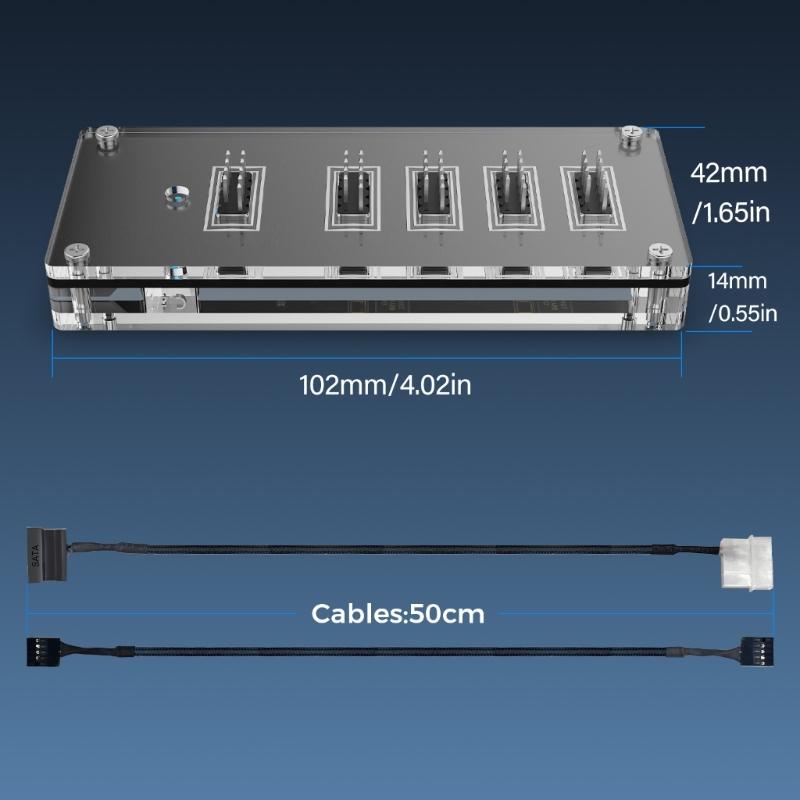 9-контактные USB-хабы Разъемы USB-разветвитель 1 к 4 USB2.0 9-контактная плата-разъем + кабель 50 см для водяного охлаждения для светодиодного вентилятора