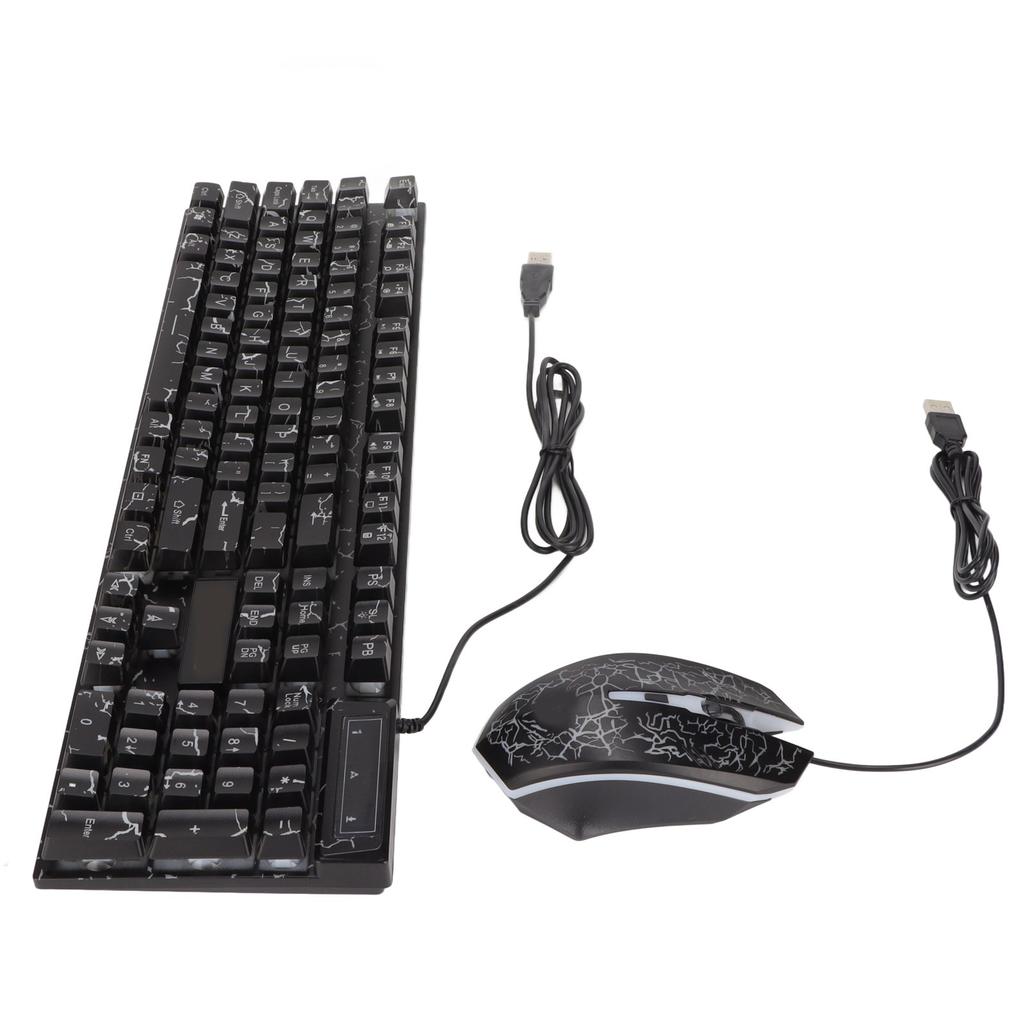 USB Клавиатура Мышь Комбо Хорошая Упругость Трещиностойкая Красочная Подсветка 104 Клавиши Четкие Символы Игровая Клавиатура Мышь Комбо