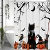 Хэллоуин Тыква Котенок Занавеска для душа, Декоративная занавеска для душа для ванной, Водонепроницаемая занавеска для душа с крючками