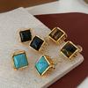 Turquoise Stud Inlaid With Rough Stone Hei Yao Tiger'S Eye Atmosphere Light Luxury High-End Letter B