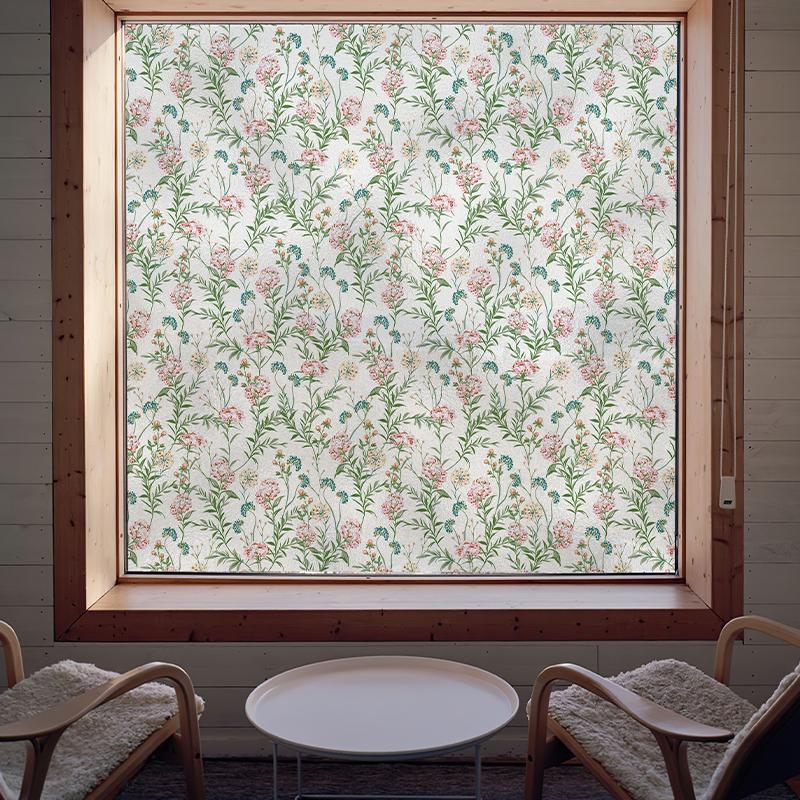 Винтажная пасторальная пленка для окон в романтическом стиле, защитная пленка для стекол, цветочная камелия, матовая статическая наклейка на стекло