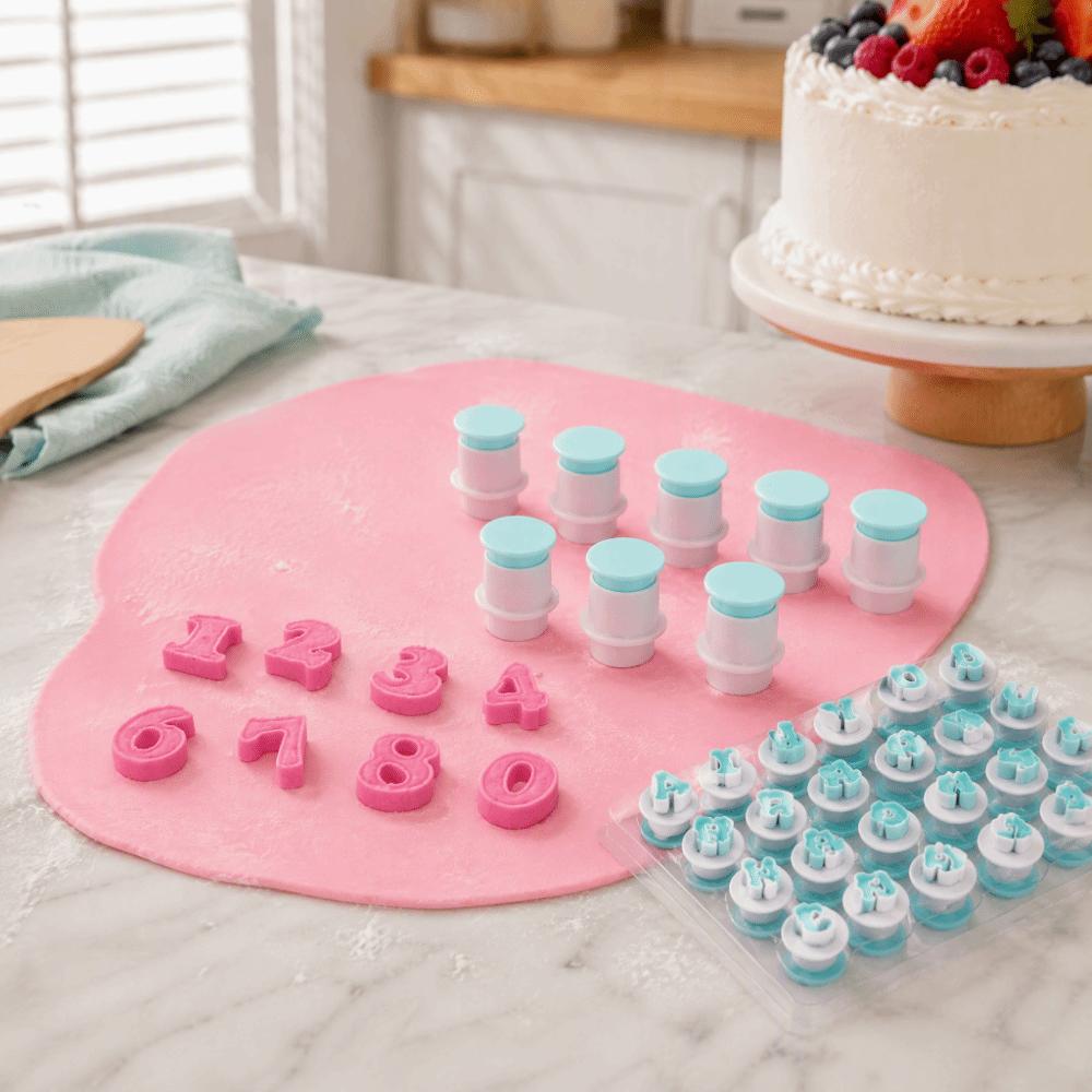 10PCS Food Grade Plastic Number Cookie Stamp Spring Plunger Cake Decorating Cutter Cake Decorating
