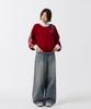 ODDSTUDIO Sporty Track Semi-Crop Knit Zip-Up - Red