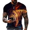Летний топ с коротким рукавом и тигром, мужской наряд с круглым воротником, футболки с 3d принтом животных, мужская повседневная спортивная одежда с животными, мужская футболка