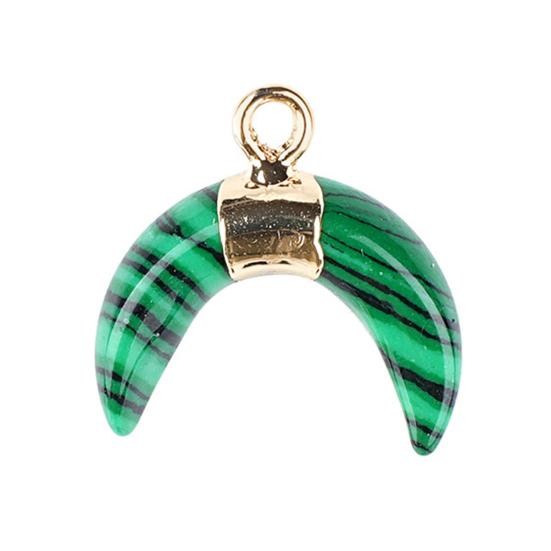 DIY Pendant Gold-Plated Edging Crescent Horn Design Natural Imitation Crystals Jade Necklace Bracelet Earrings Charm DIY Jewelry Making