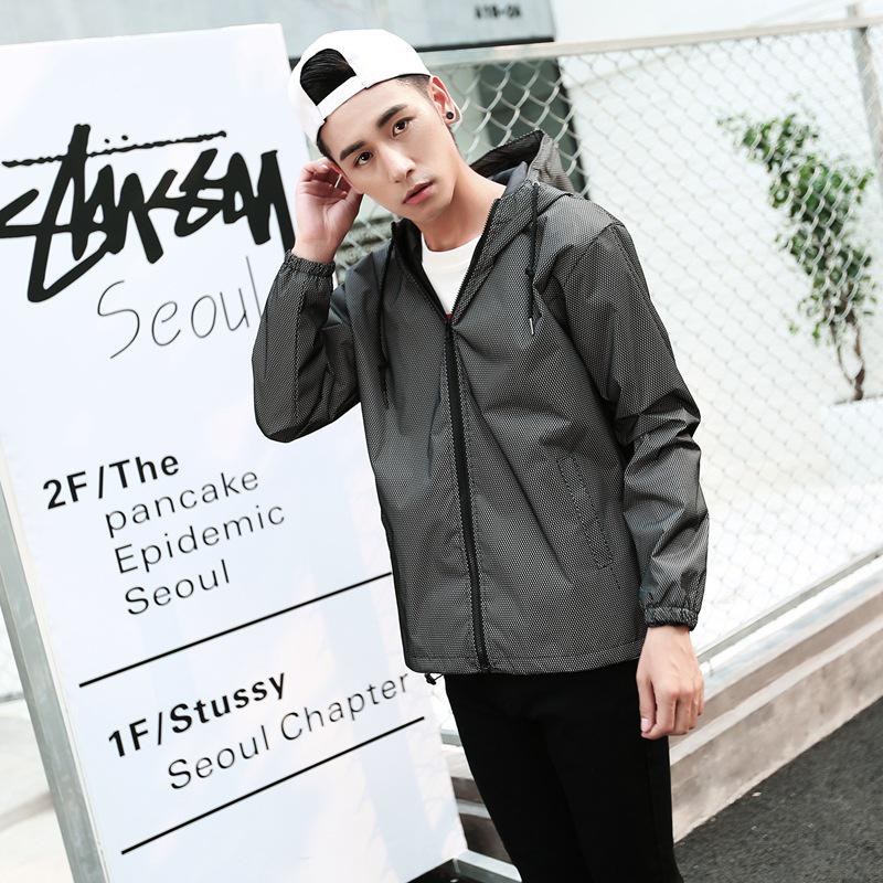 Мужской плащ тренч на весну/осень - Светоотражающая куртка для подростков и пар