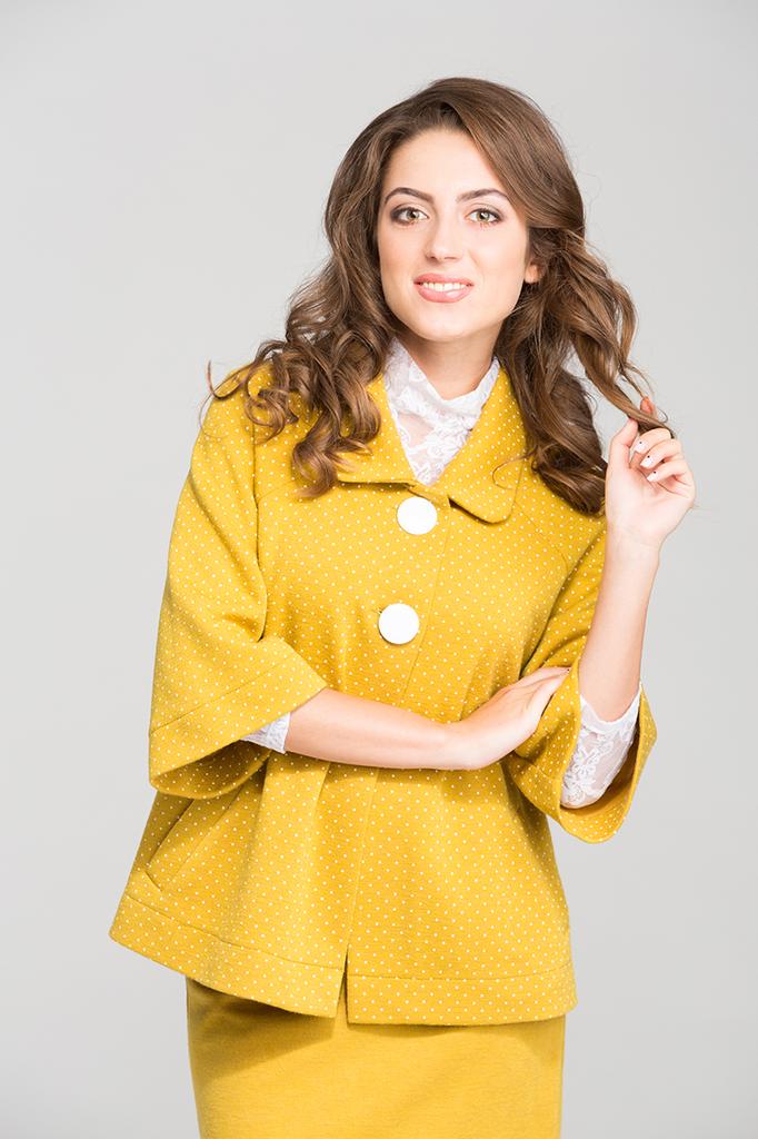 Жакет в горошек свободной модели без подкладки